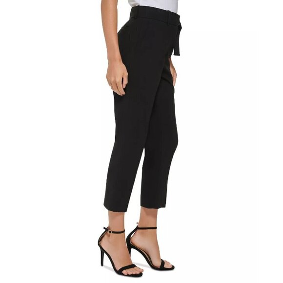 DKNY Women's Black Tab-Waist D-Ring Ankle Dress Pants NWT - Picture 3 of 6